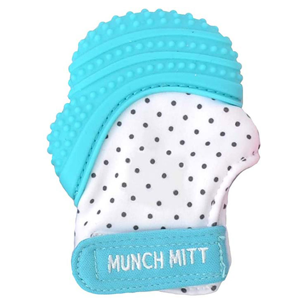Munch Mitt Teething Mitten Aqua Polka Dot Buy at Best Price from