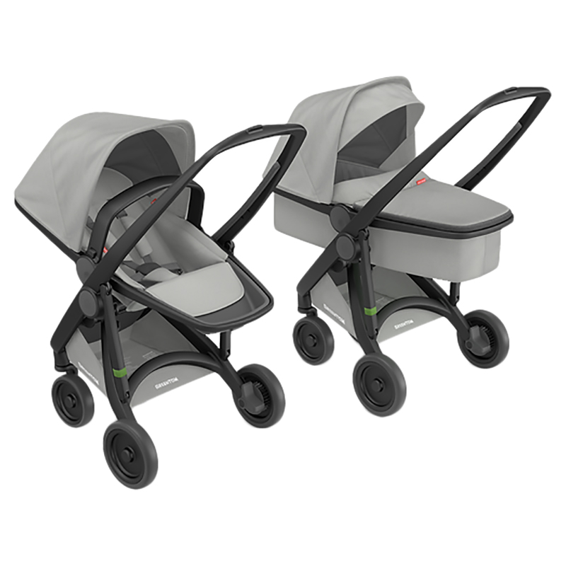 Greentom 2 in 1 Carrycot Reversible Seat Eco Stroller Black Grey