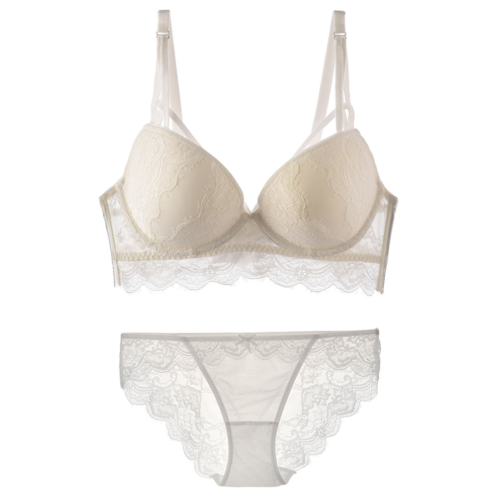 Lacy Dreams - Lace Lingerie Set - Milky White