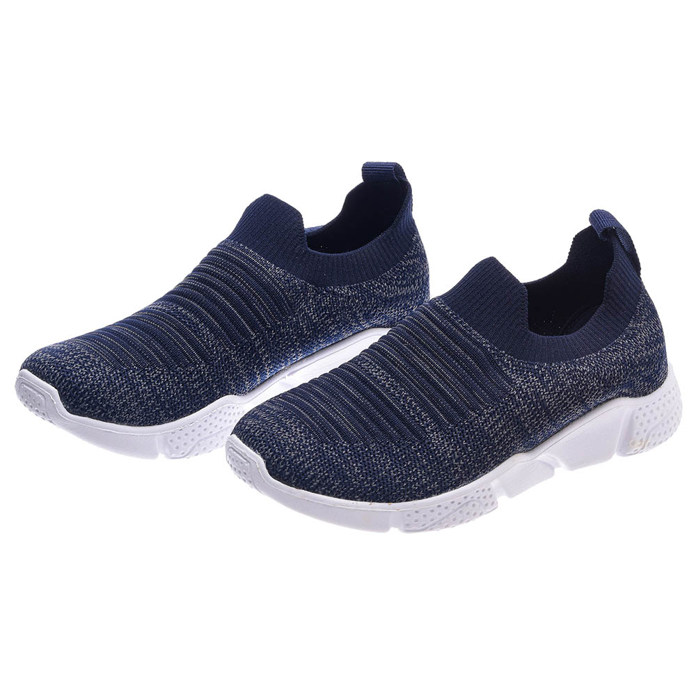 Uniq Kidz Girls Knitted Laceless Trainers Navy