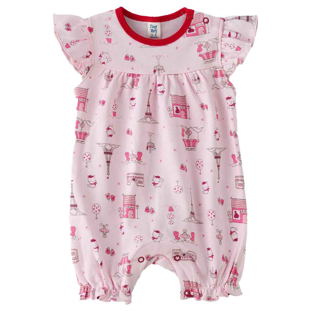 Tiny Hug - Newborn Girl Romper - Pink