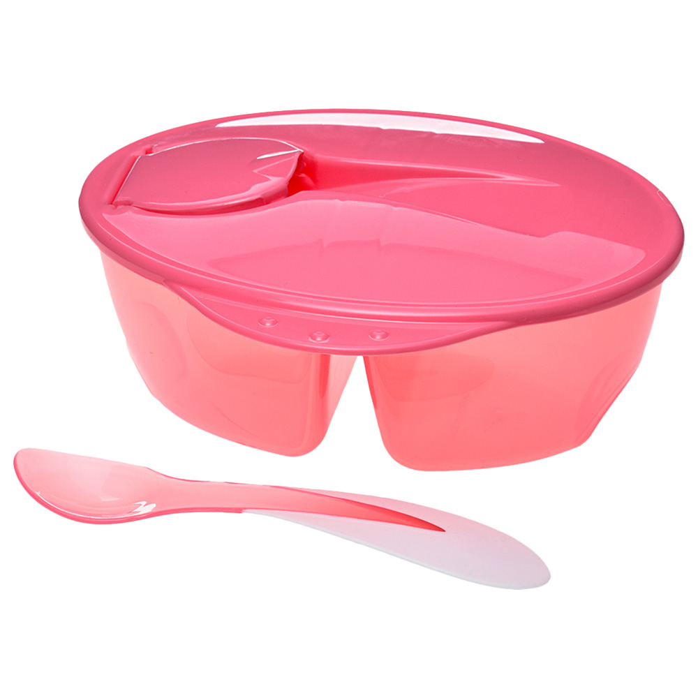Uniq Kidz Nanny Two Compartment Feeding Bowl w/ Spoon Pink