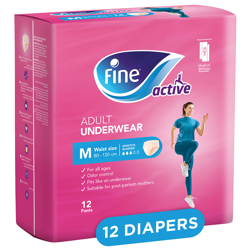 Fine - Female Adult Diaper Pants 12Pcs Size M 80-120Cm