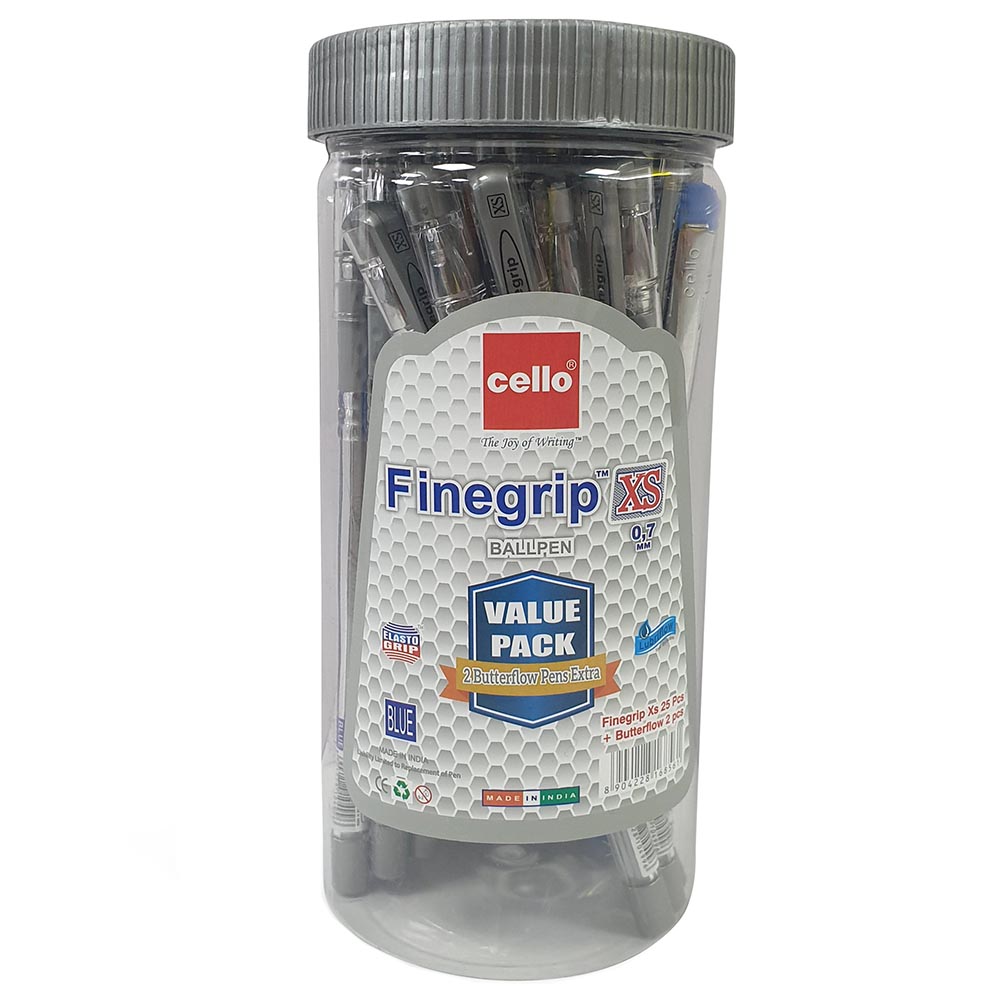 Cello Finegrip XS Ball Pen 0.7mm Blue Jar of 25+3pcs Buy at Best