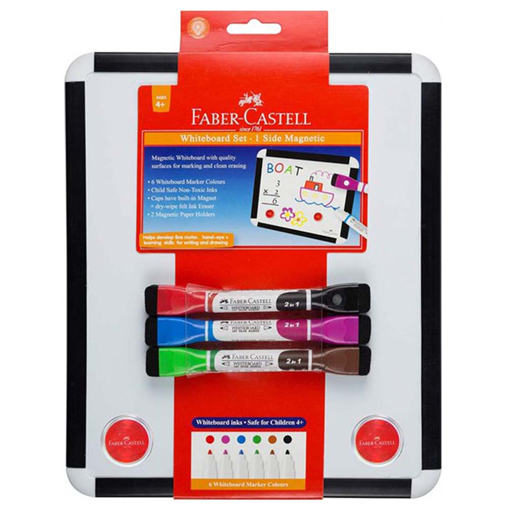 FaberCastell Whiteboard + 3 BiColour Markers + 2 Paper Holders