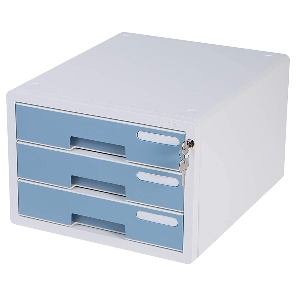 Litem Sysmax Desk Organizer 4 Lock Drawers Blue Mint