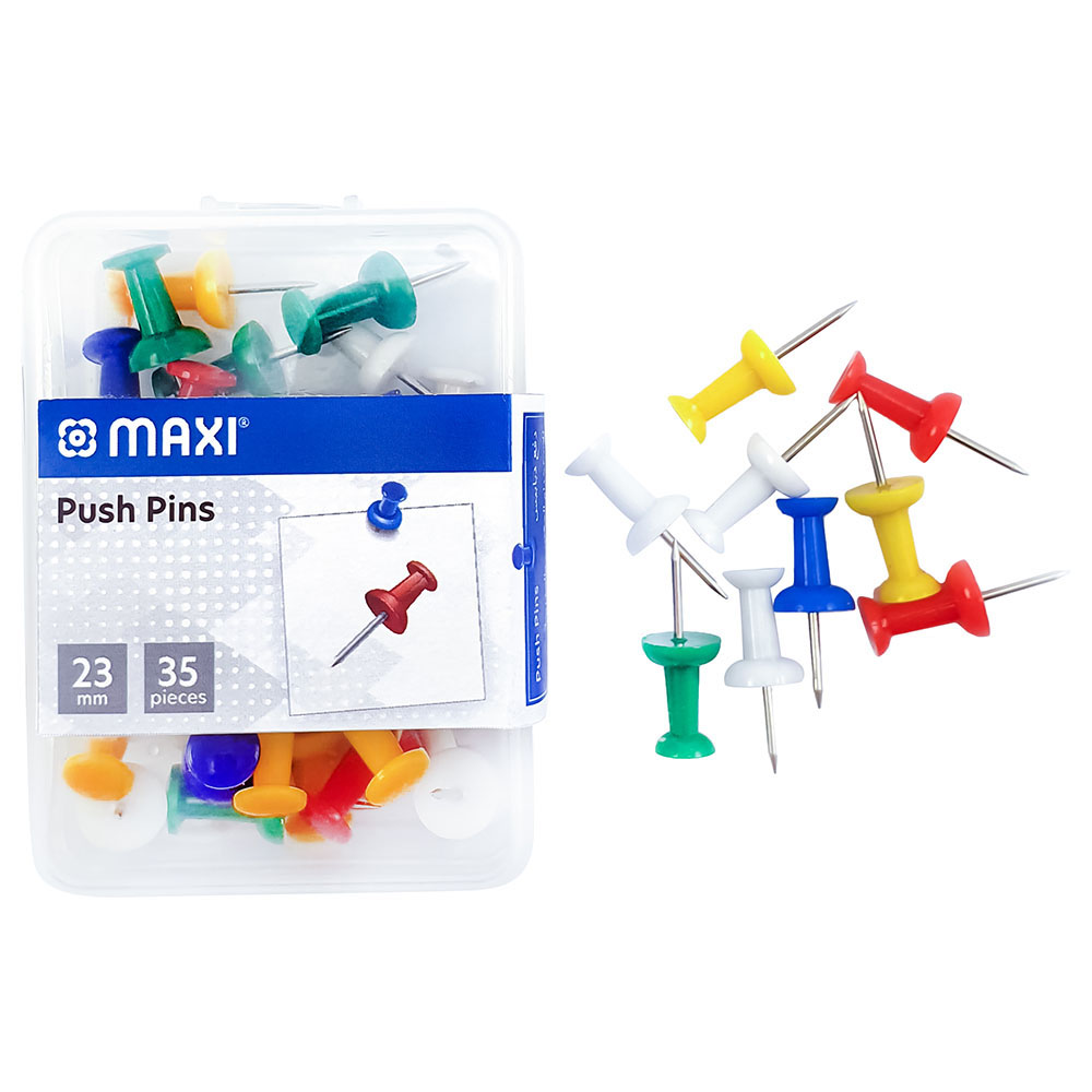 Maxi - Push Pins - 23Mm - Assorted 35Pc