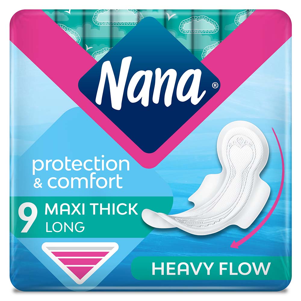 Nana Maxi Long/Super Sanitary Pads With Wings, 9 Count Buy at Best