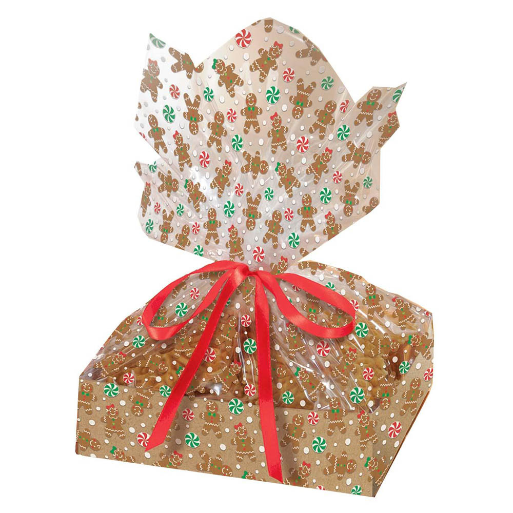 Amscan Gingerbread Large Treat Trays w/ Cello Bags 2pcs