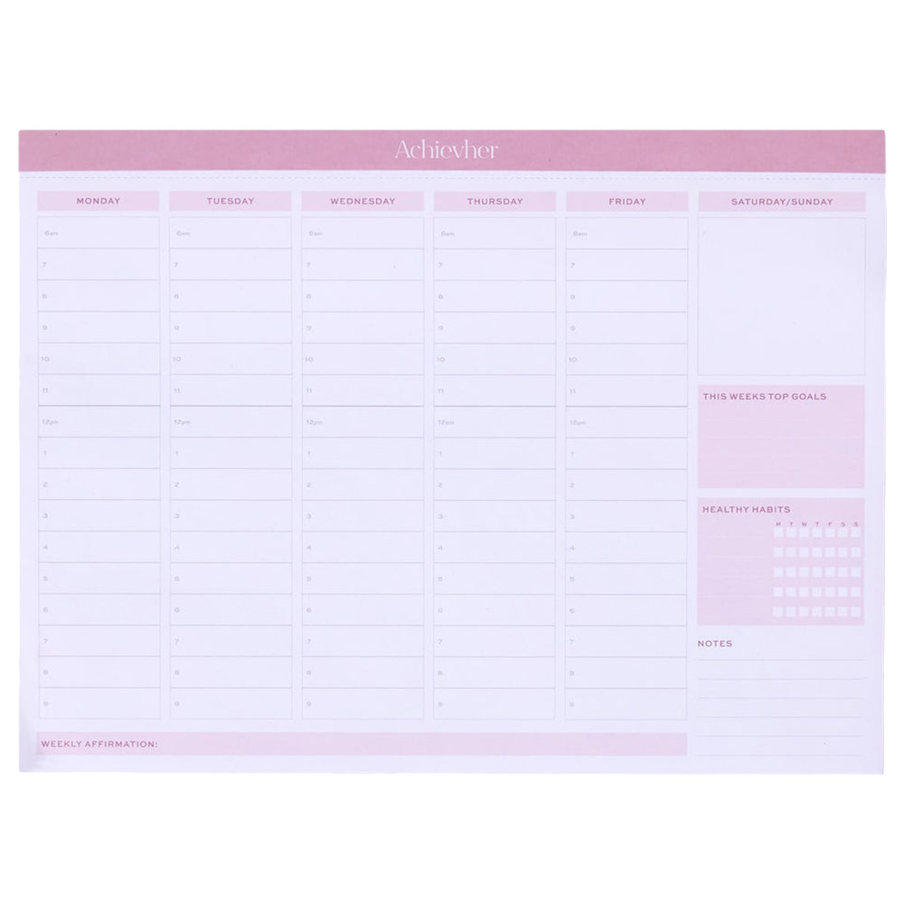 Prickly Pear - Achievher Affirmation Weekly Planner - 60 Sheets