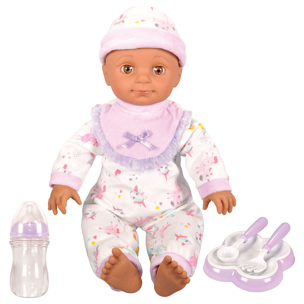 Lotus SoftBodied Hispanic Baby Doll 18inch Purple
