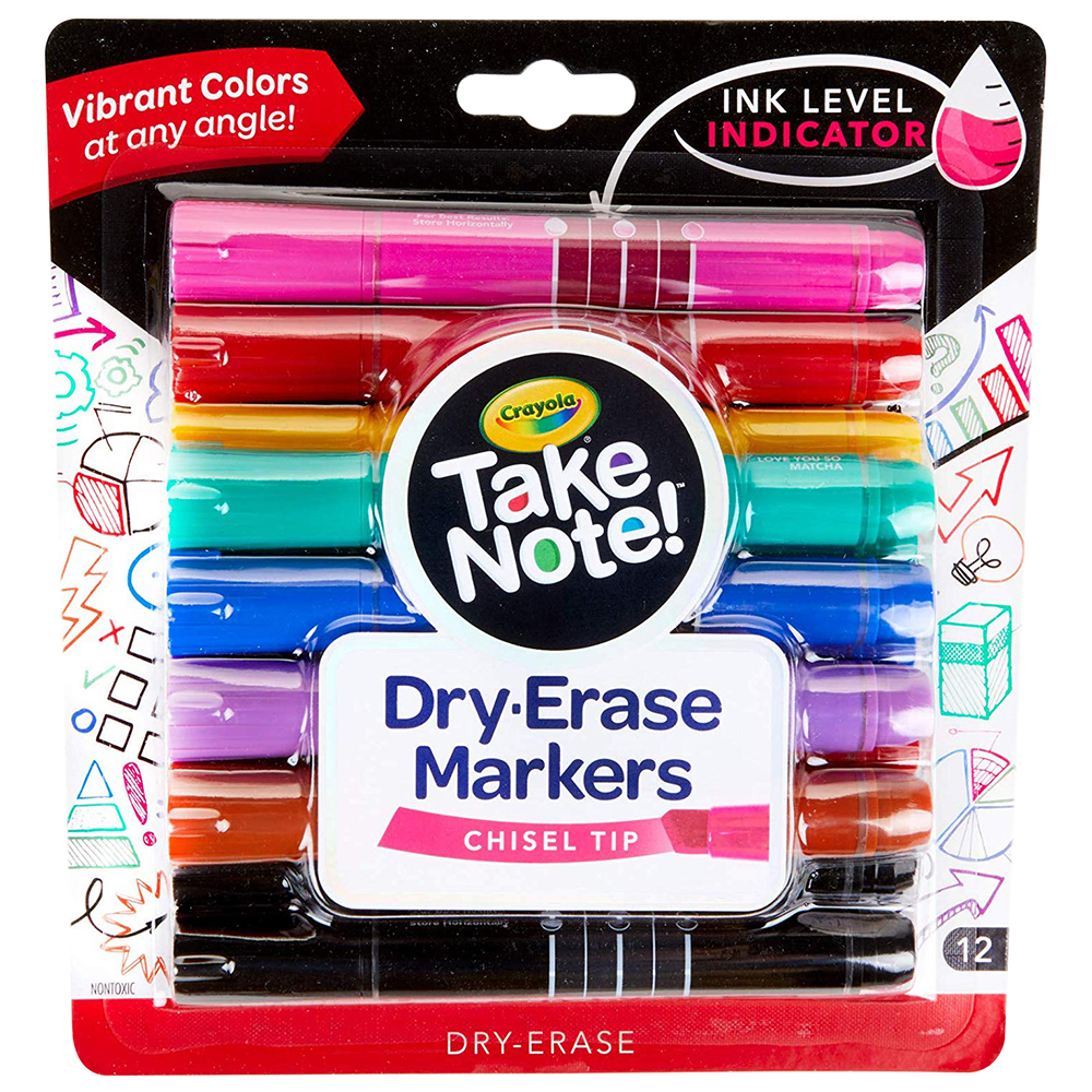 Crayola Take Note Colored Dry Erase Markers, Pack of 12 Buy at Best Price from Mumzworld