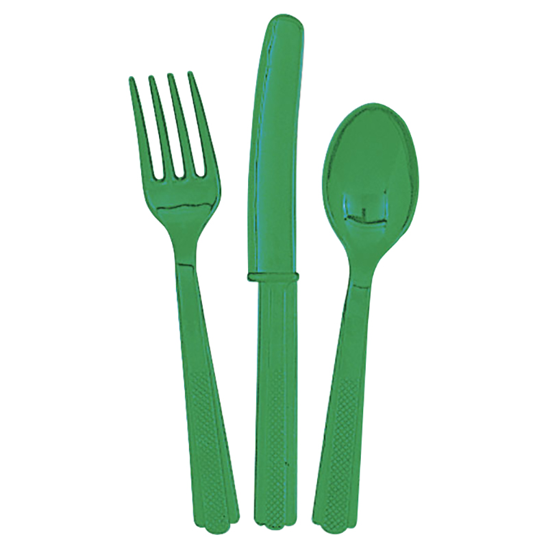 Unique Assorted Emerald Cutlery Pack Of 18 Green Buy at Best