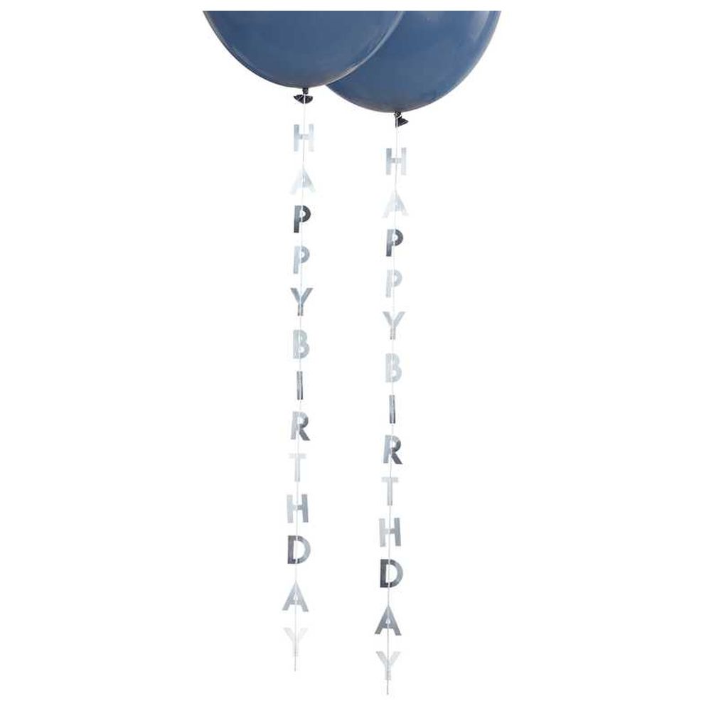 Ginger Ray Silver Happy Birthday Balloon Tails