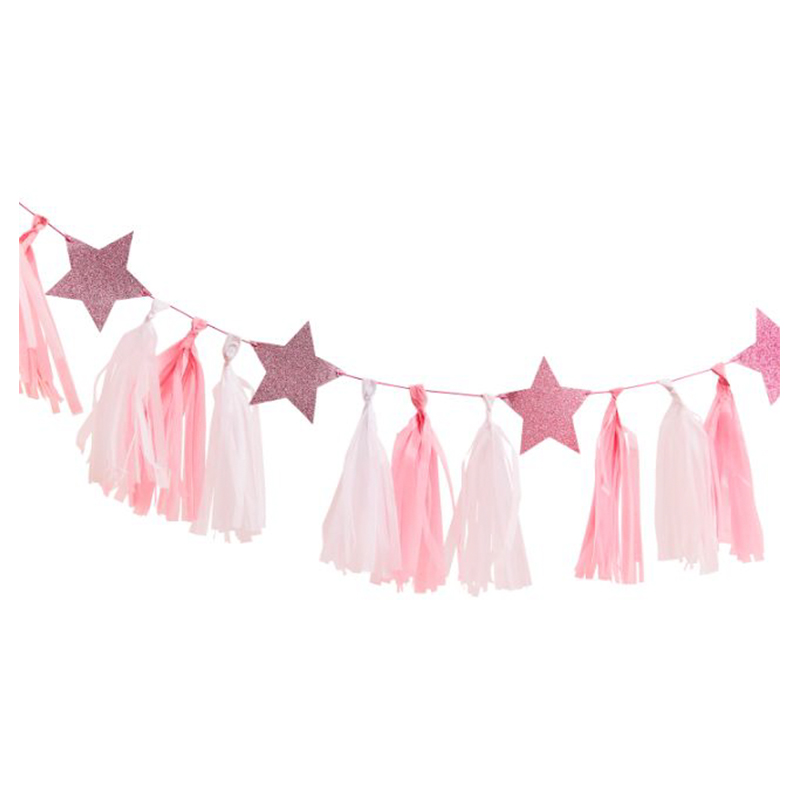 Ginger Ray Pink Tassel Garland With Pink Glitter Stars Buy at Best