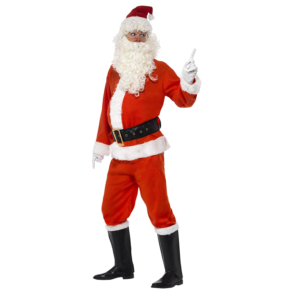 Smiffys Deluxe Santa Claus Costume With Trousers Redjacket Cape Belt Bootcovers Gloves Beard Hat Xl - View #9
