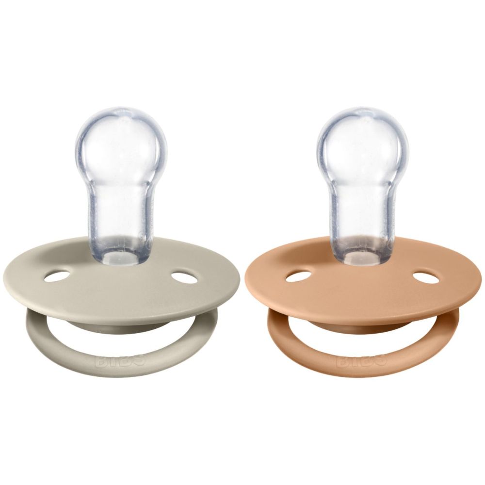 Bibs Pacifier DeLux Silicone 03Y Pack of 2 Vanilla/Peach Buy at Best Price from Mumzworld