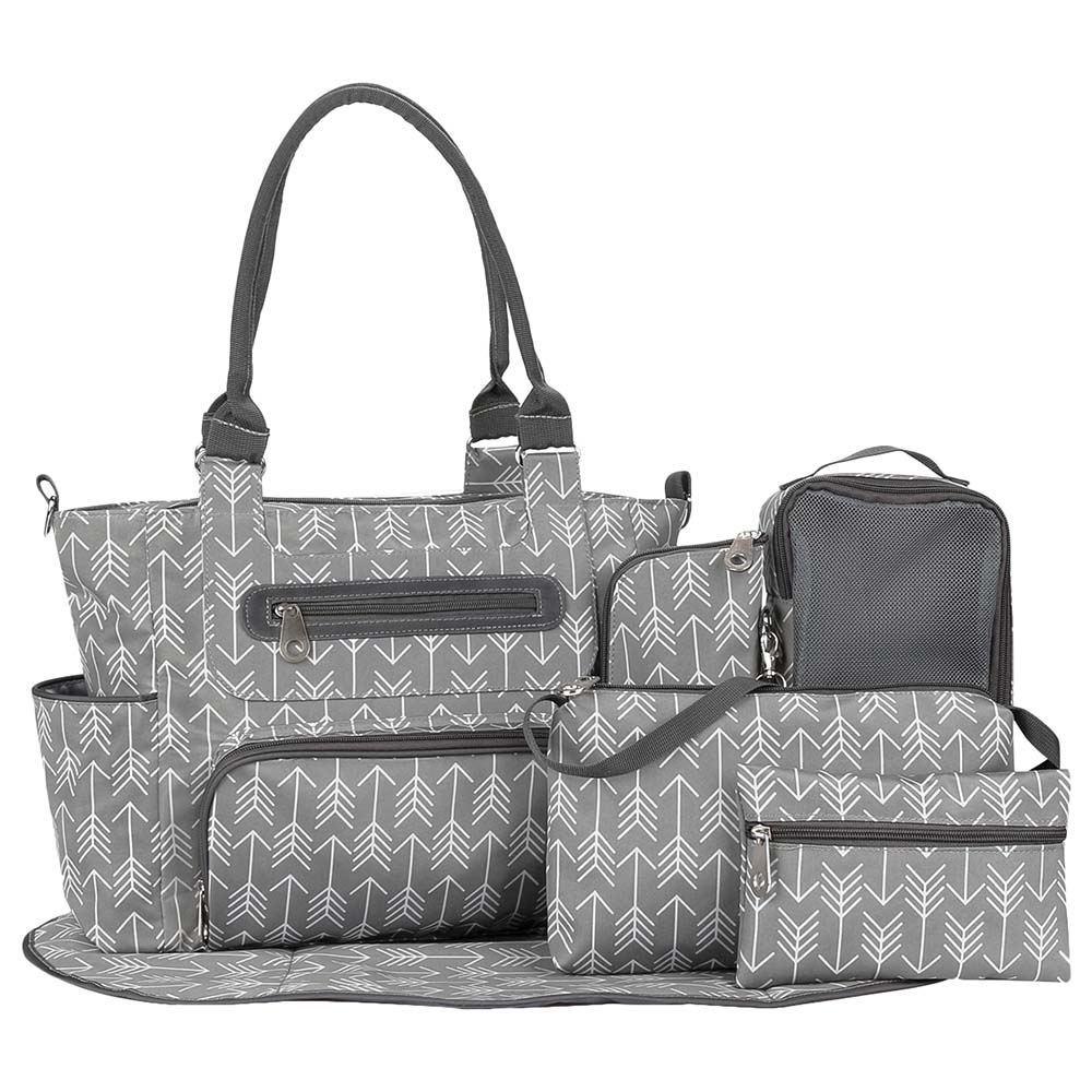 Little Story Set of 6 Diaper Bag With Hooks Melange Grey Buy at Best Price from Mumzworld