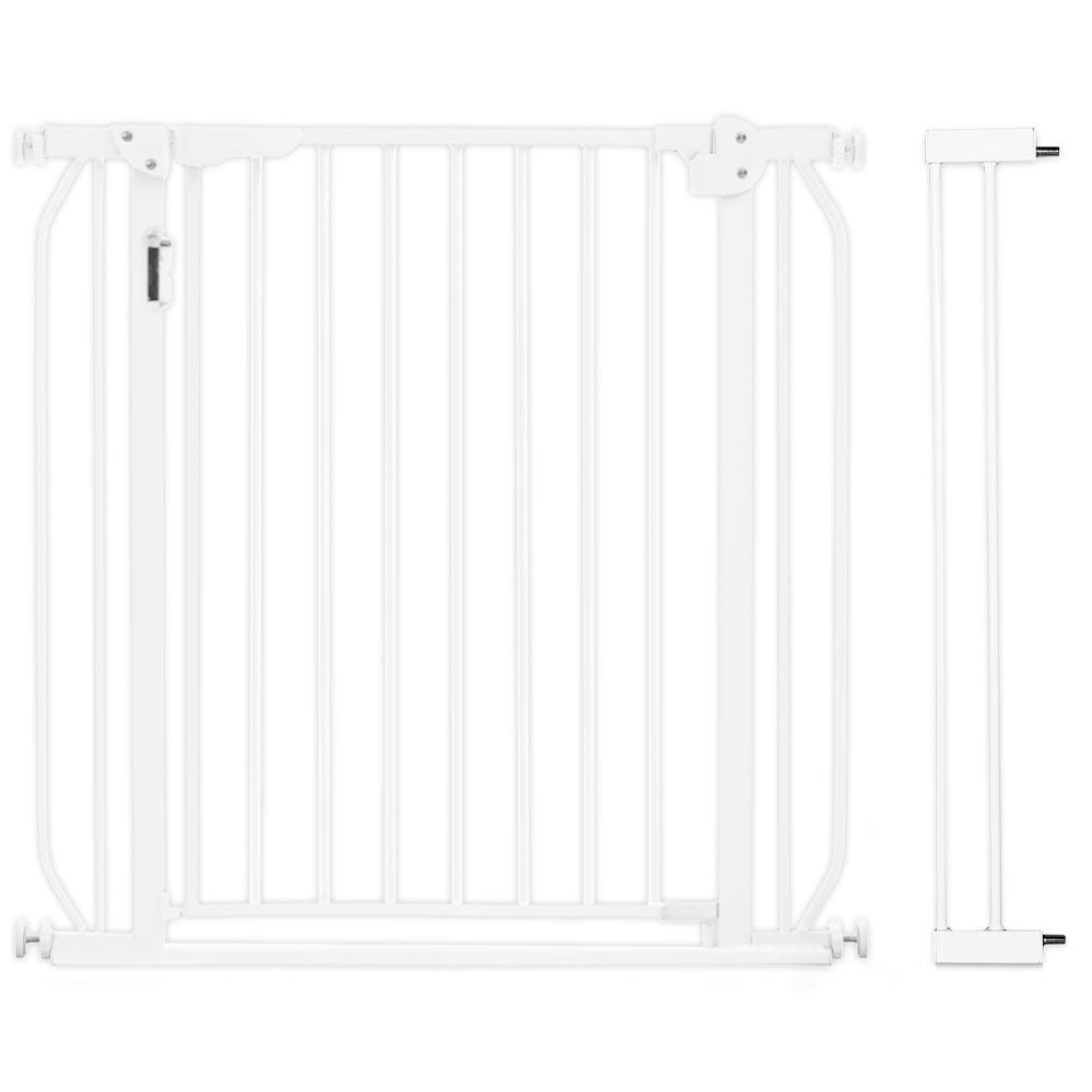 Baby Safe Metal Safety LED Gate W Extension 10cm White Baby Safe Metal Safety LED Gate W Extension 10cm White