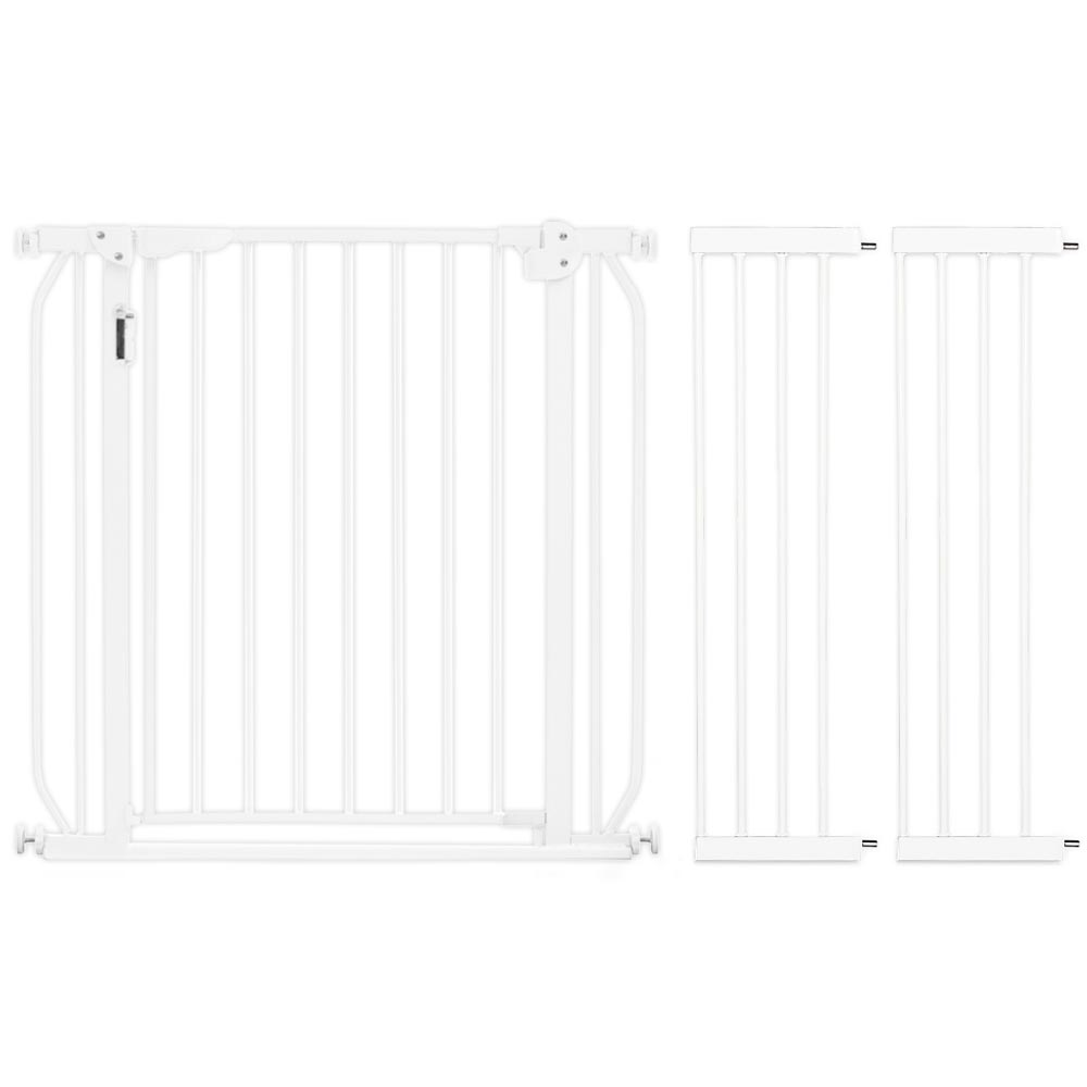 Baby Safe - Metal Safety LED Gate W/ 2 Extensions 20cm - White