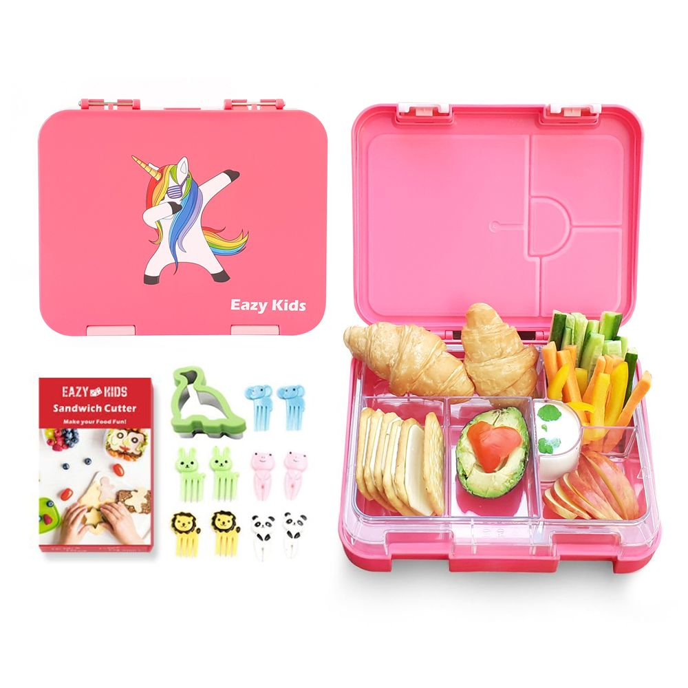 Eazy Kids 6 4 Convertible Bento Lunch Box W Sandwich Cutter Unicorn 