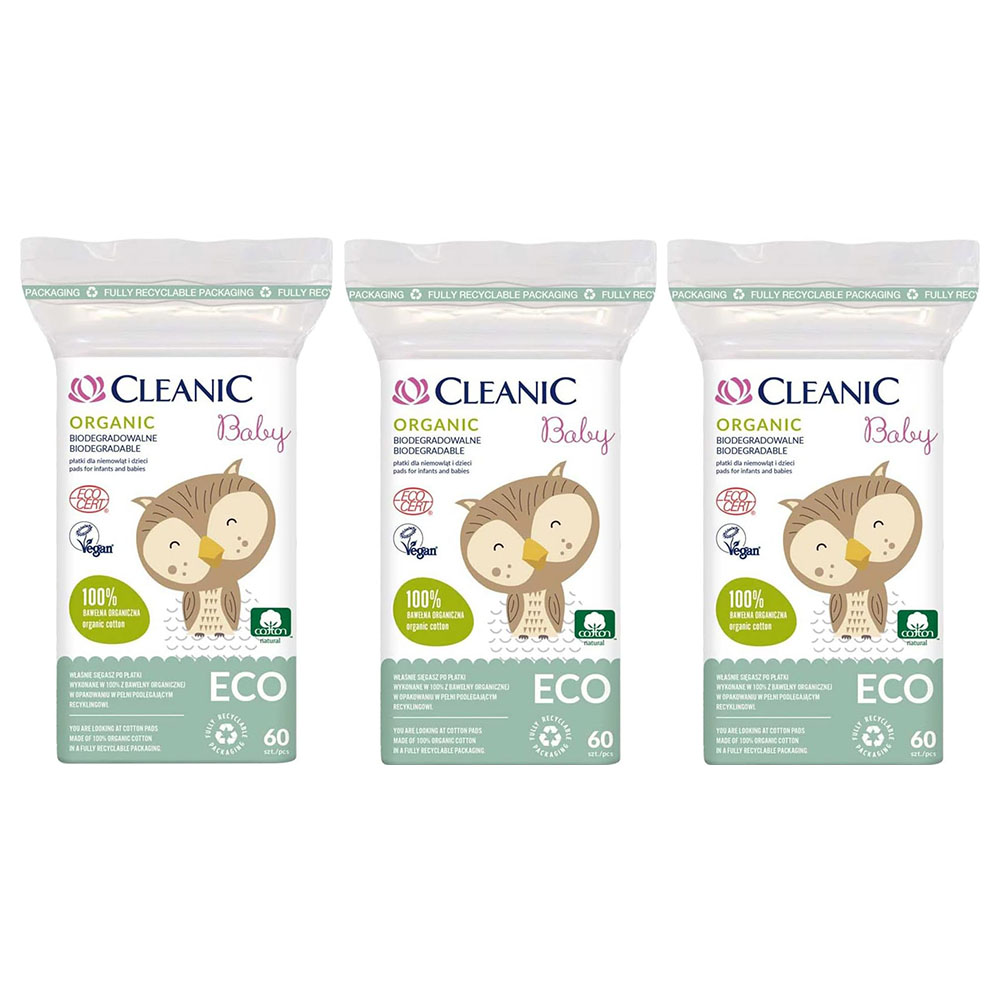 Buy Cleanic - Baby Eco Organic Cotton Pads 180 Pcs - Pack of 3 in UAE ...