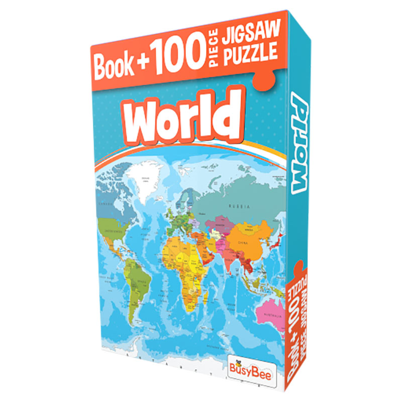 Busybee Book + Jigsaw Puzzle 100pcs The World Buy at Best Price