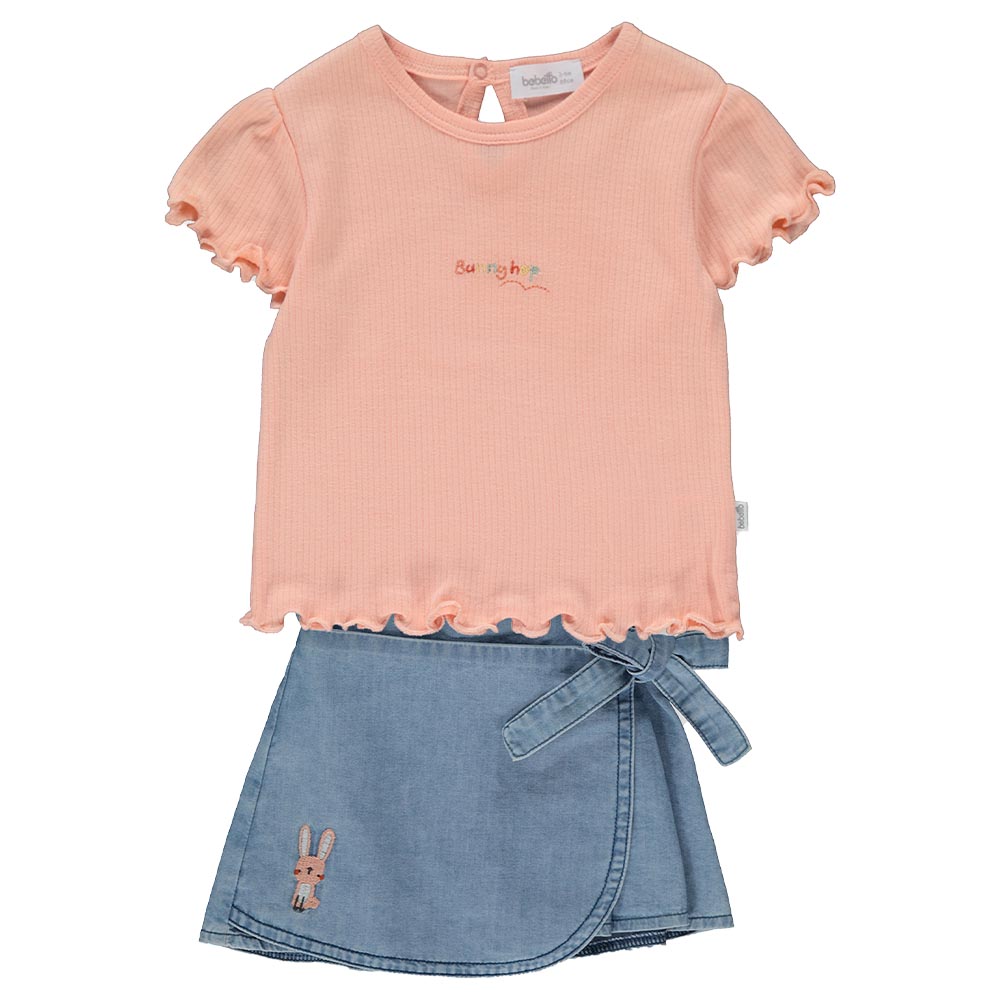 Coral sale denim skirt