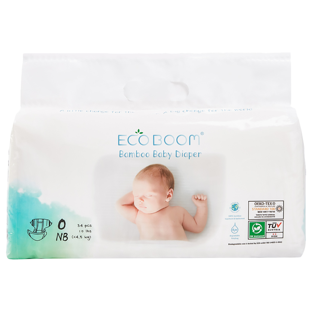 Eco Boom - Premium Bamboo Diapers Size 0 - 34Pcs