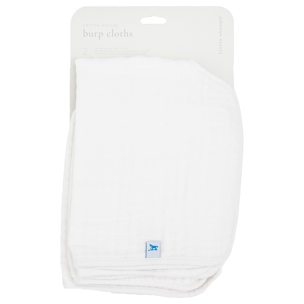 Little Unicorn - Cotton Muslin Burp Cloth - Pack of 2 - White
