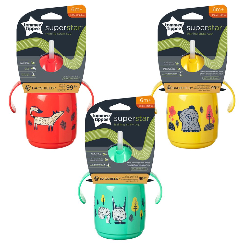 Tommee Tippee Superstar Training Straw Cup 300ml Pack of 3