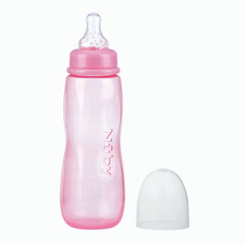 Buy Nuby Pastel Feeding Bottle with Anti-Colic Nipple 240ml-Pink