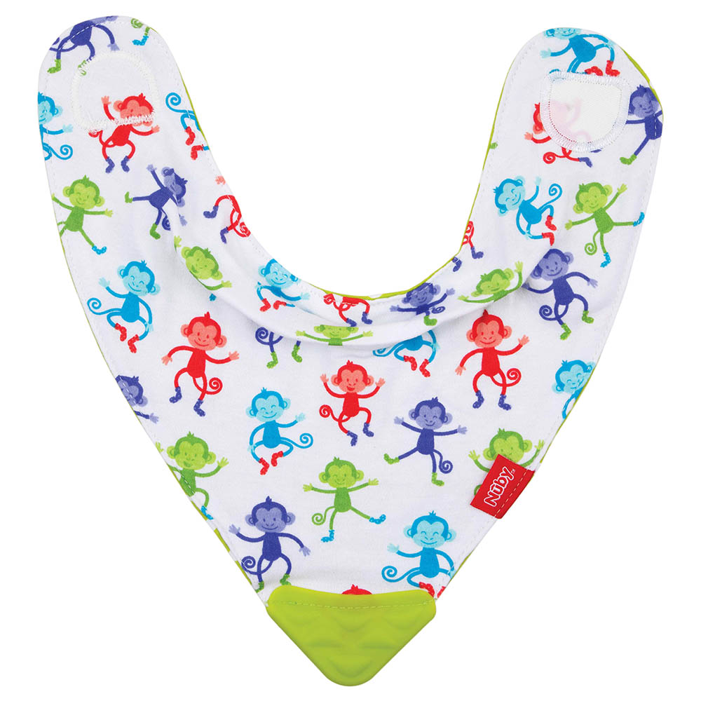 Buy Nuby Dribble Bib With Teether Corner Monkey in KSA Mumzworld