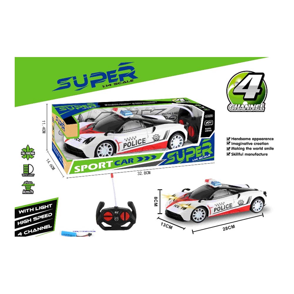 Super Sport Car Police Remote Control Car White