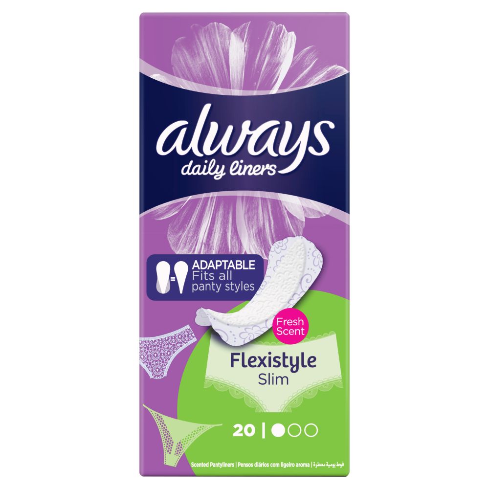 Always Daily Liners Flexistyle Slim Pantyliners With Fresh Scent, Normal, 20 Count Buy at Best