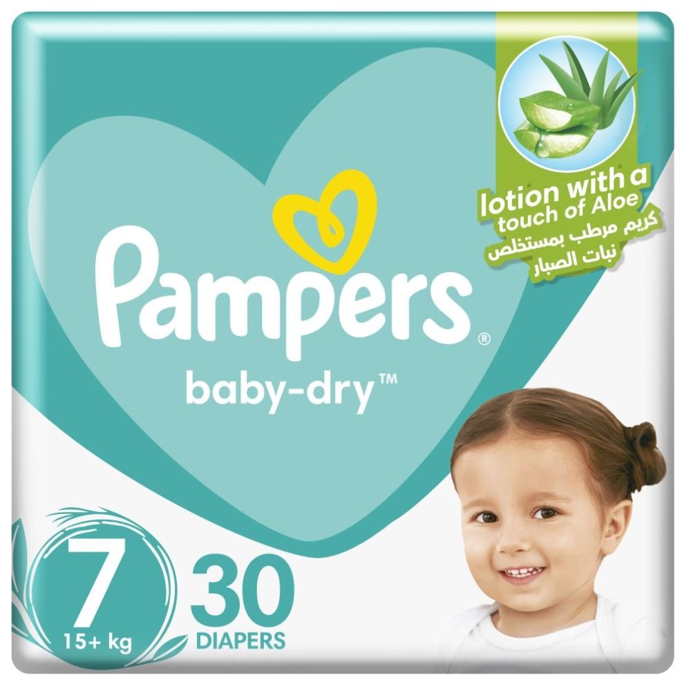 Pampers Baby-Dry Diapers, Size 7, 15+kg, Up to 100% Leakage
