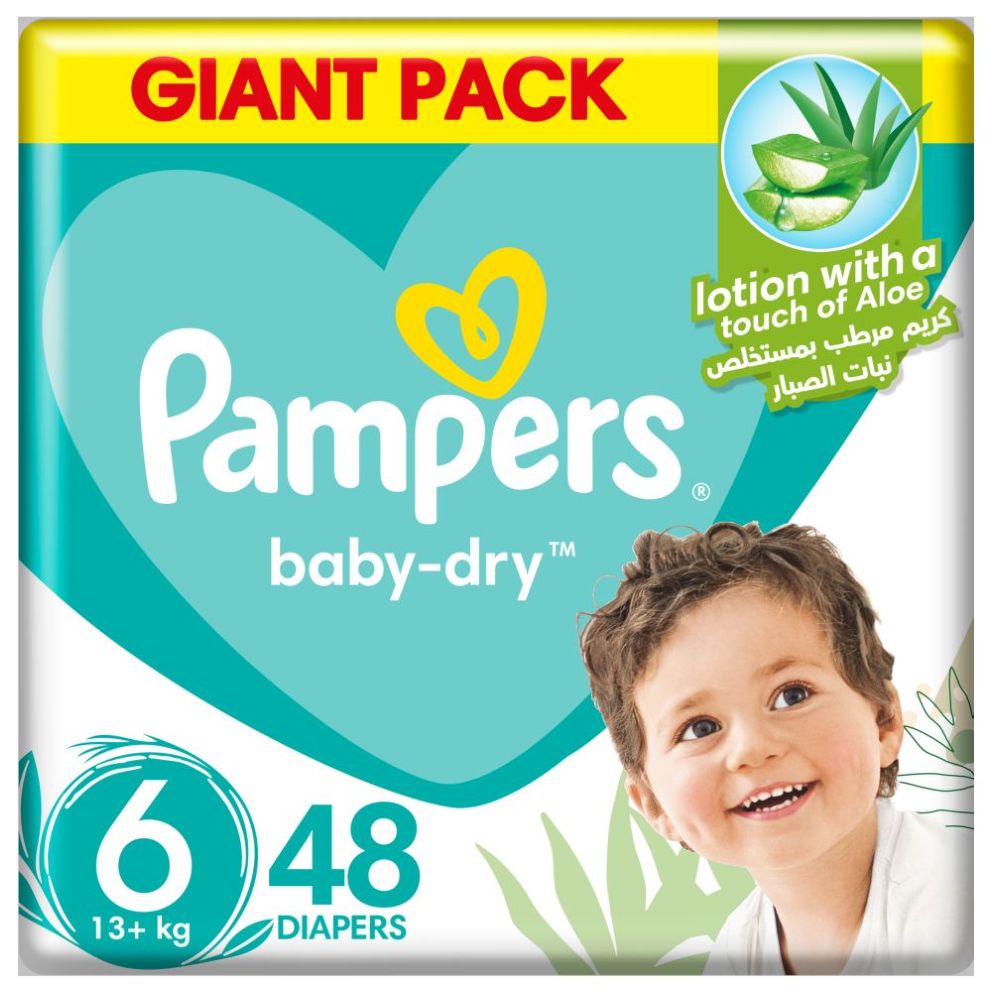 Pampers Baby-Dry Diapers, Size 6, 13+kg, Up to 100% Leakage Protection