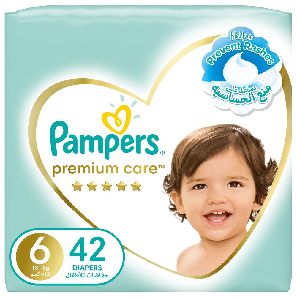 Pampers Premium Care Diapers, Size 6, 13+ kg, The Softest Diaper and