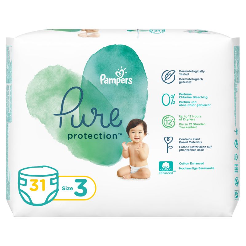 Pampers Pure Protection Diaper Size 3, 610kg, 31 Diapers Buy at