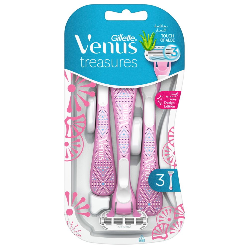 Gillette Venus Treasures Women's Disposable Razor Pack of 3 Assorted