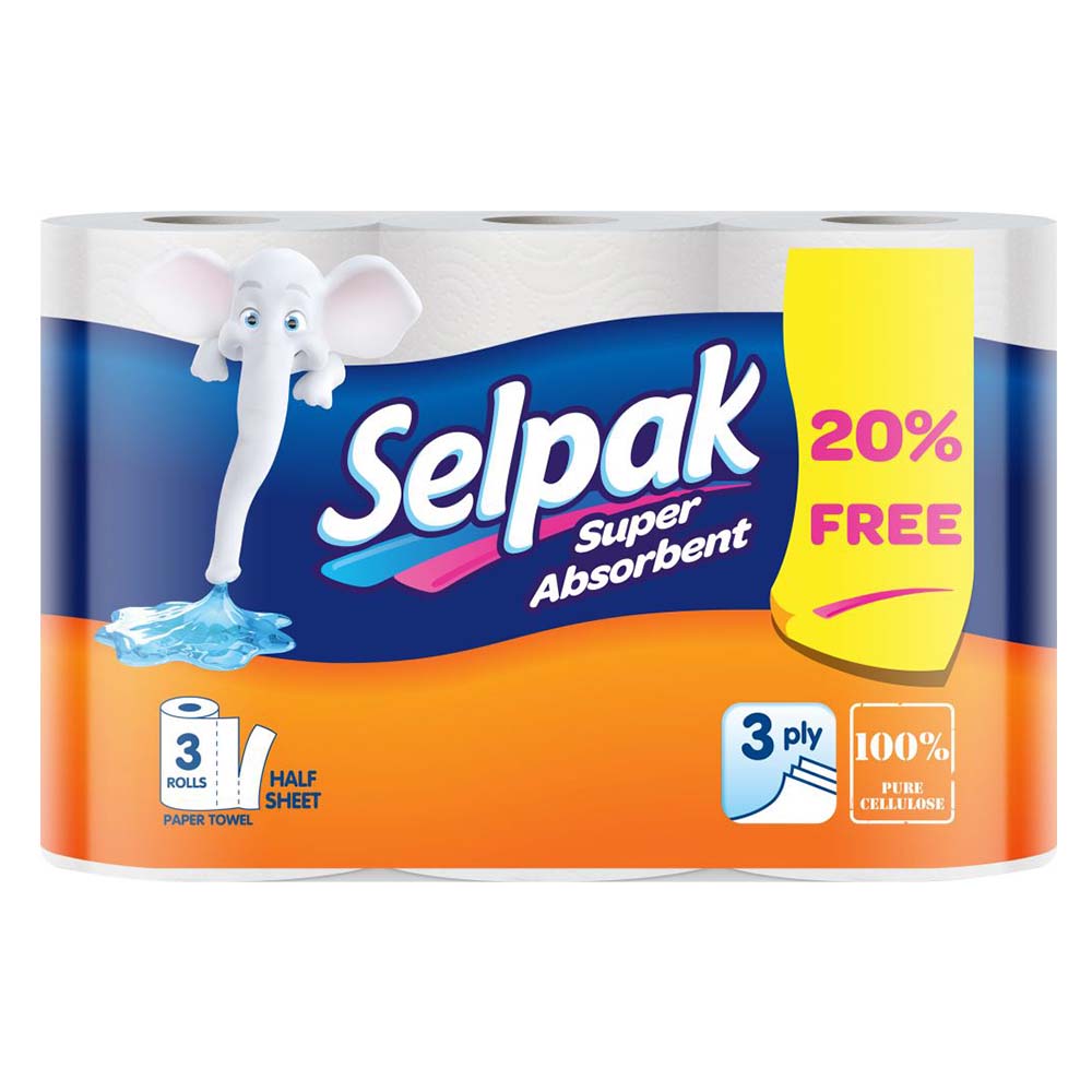 Buy Selpak - Super Absorbent Tissue 3ply 3 Rolls - White in UAE | Mumzworld