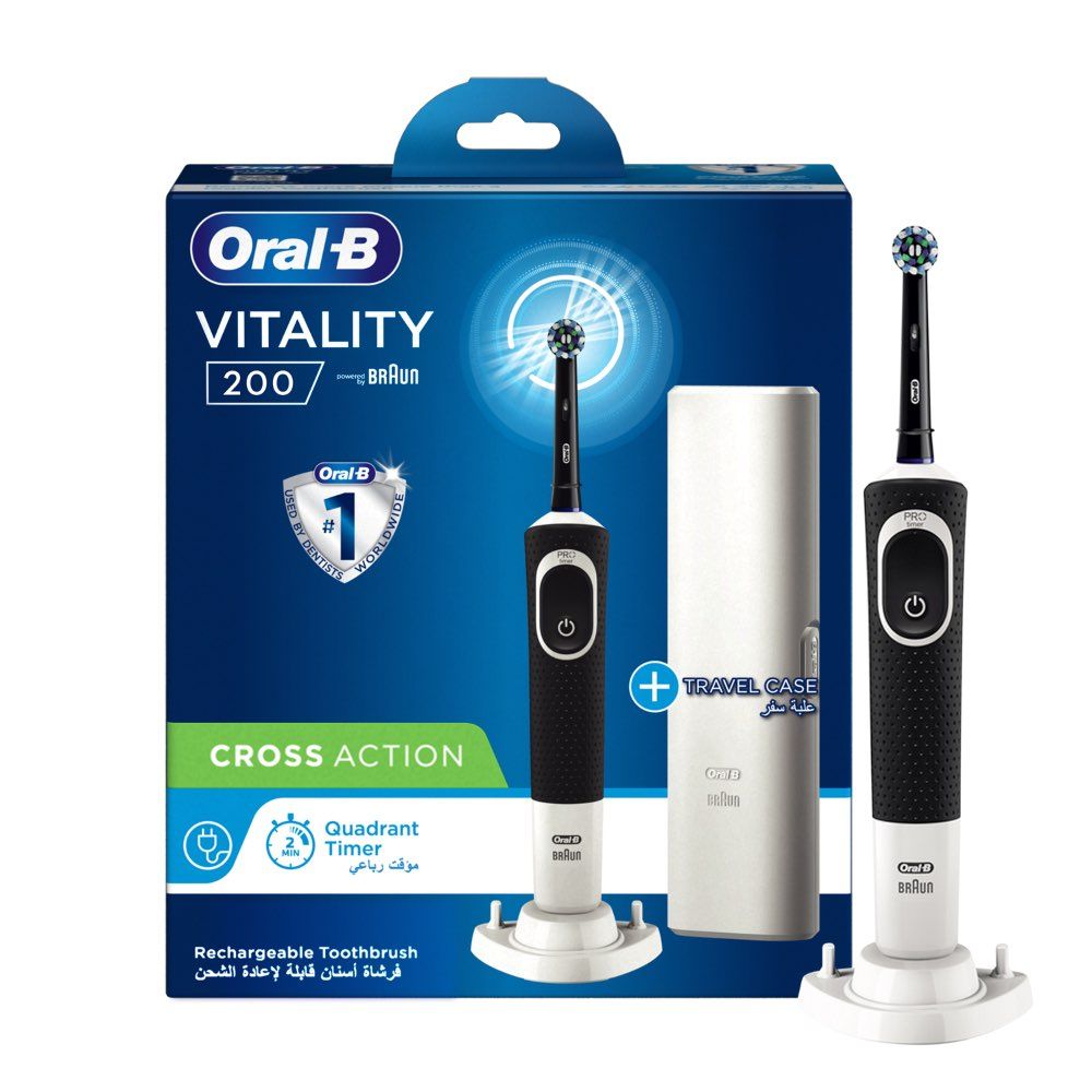 Oral B Vitality 200 Electric Toothbrush W/ Travel Case-Black