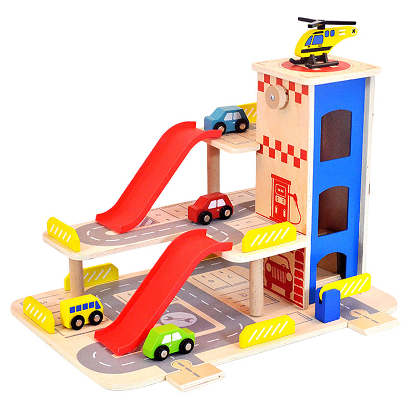 A Cool Toy Wooden Parking Garage Playset