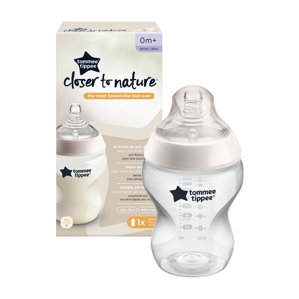 Tommee Tippee Closer to Nature Feeding Bottle, 260ml-Clear