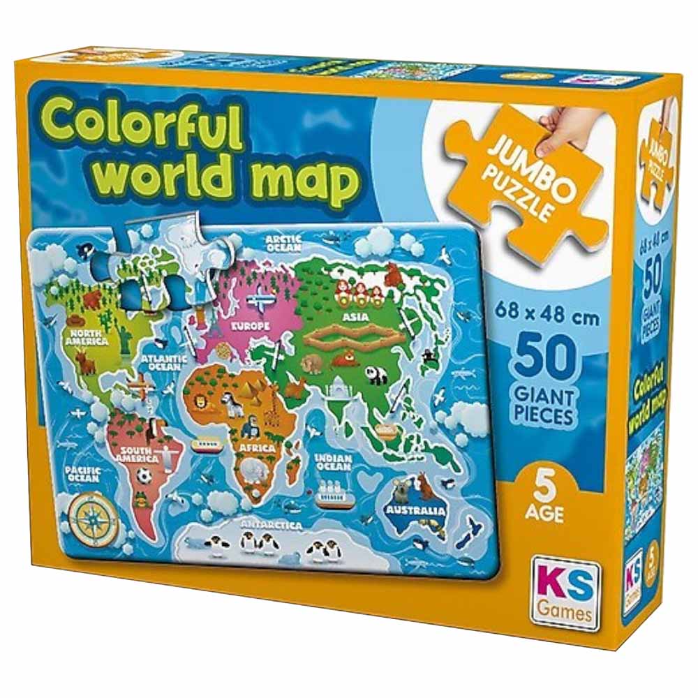 Ks Games Colorful World Maps Jumbo Puzzle 12pcs