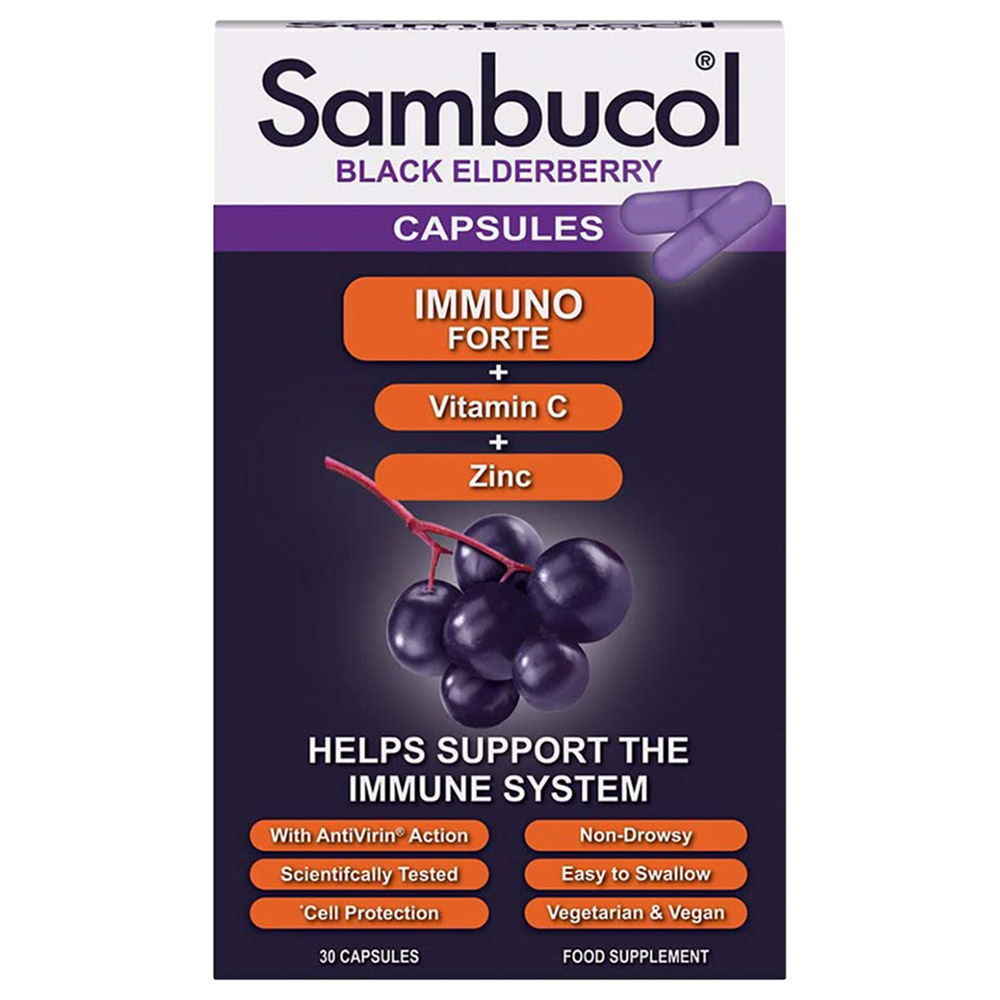 Sambucol Immuno Forte Capsules Vitamin C with Zinc 30'S Buy at Best