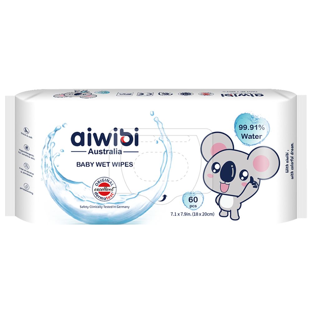 Aiwibi 99.91 Water Baby Wet Wipes 60pcs