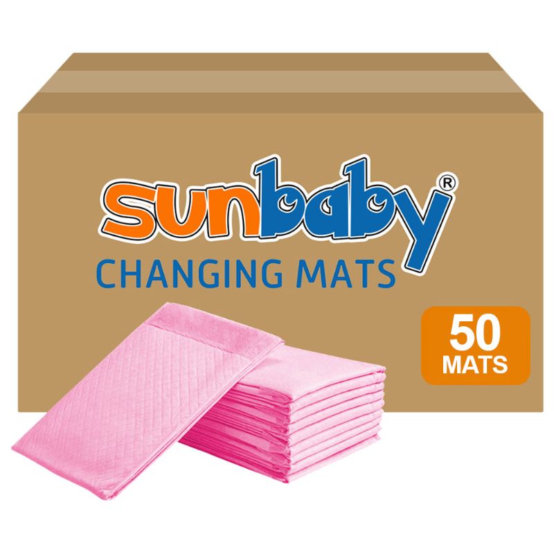 SunBaby Disposable Changing mats (45x60cm) Large, Pack of 50 Pink