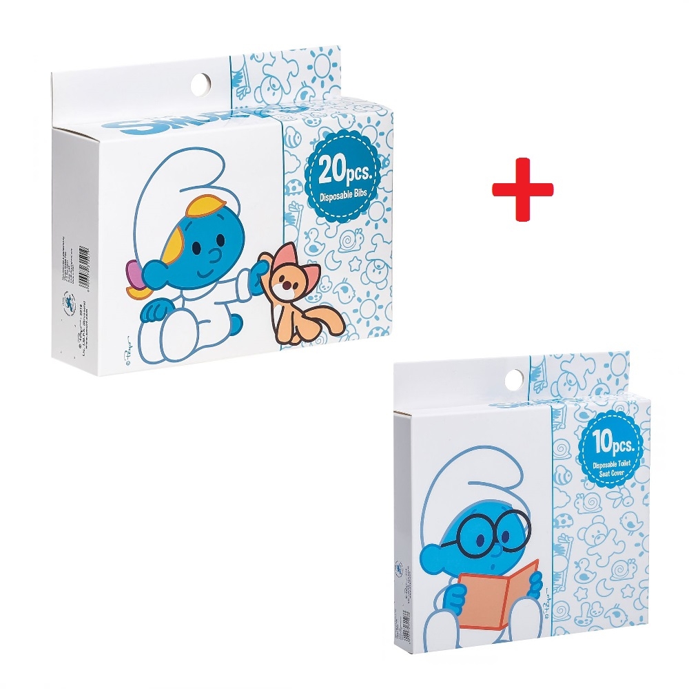 Smurf Box of 20 Disposable Bibs with Smurf Disposable Toilet Seat