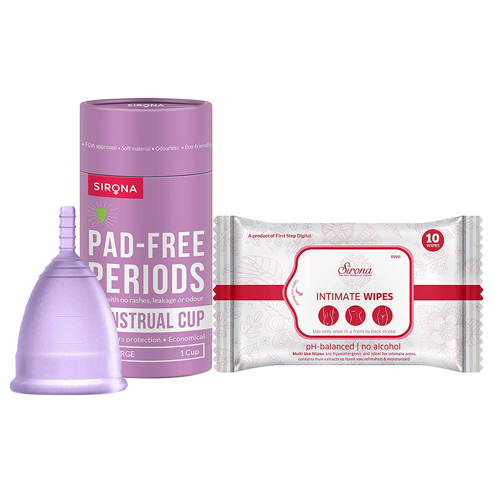 Sirona Menstrual Cup W/ Intimate Wet Wipes Large